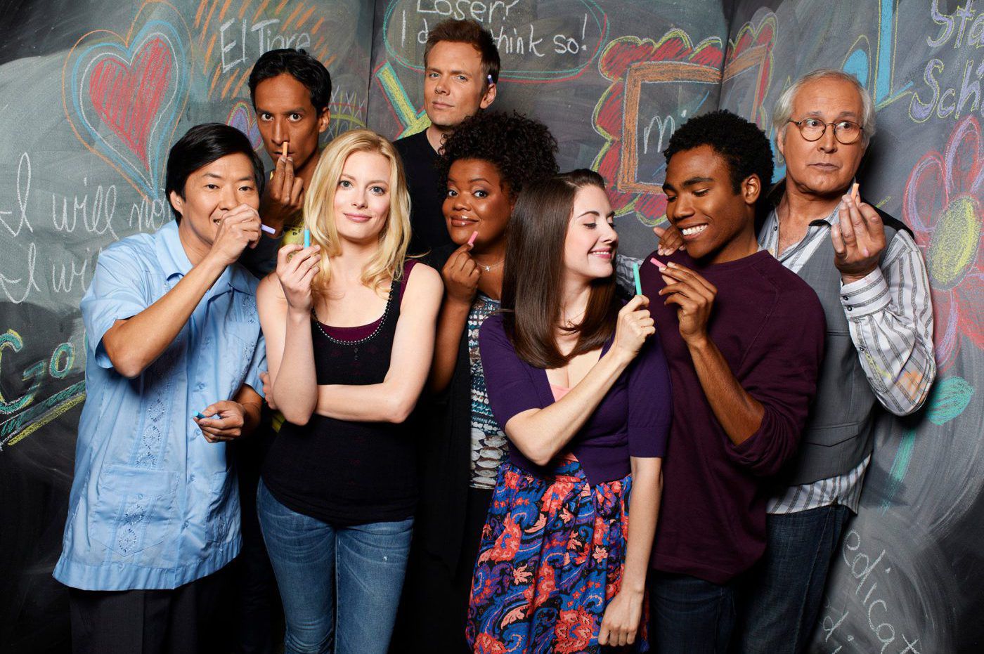 The Greendale 7 et leur professeur d&rsquo;espagnol.